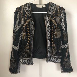 Vintage Embroidered Sequence Jacket Cropped